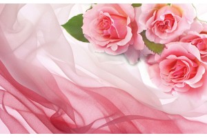 Фототапети розови рози върху коприна